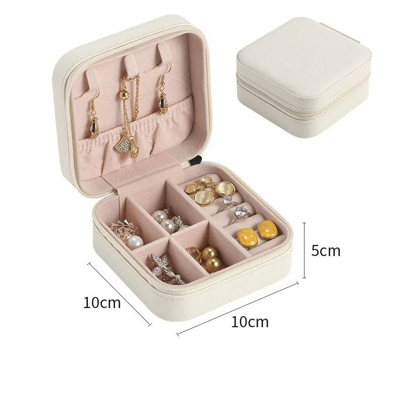 Compact Travel Jewelry Case - White