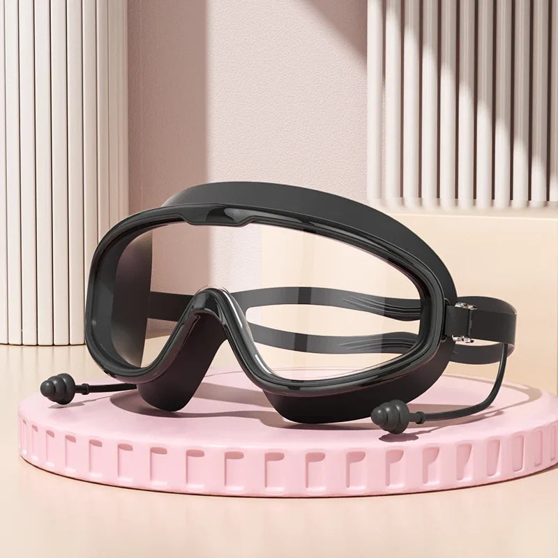 Big Frame Swim Goggles - Black Clear