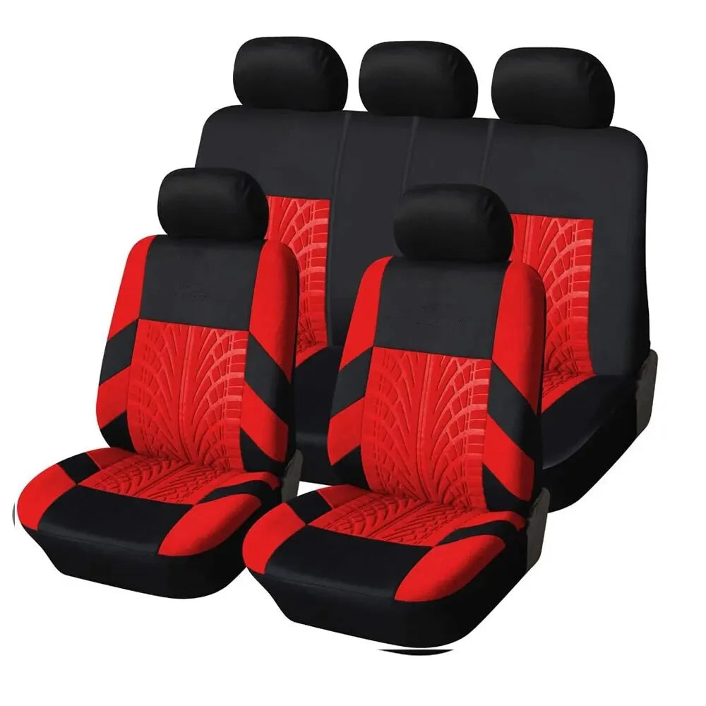 Universal Fabric Car Seat Covers - Red / Full Set