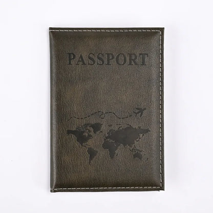 World Map Passport Cover - Olive Green