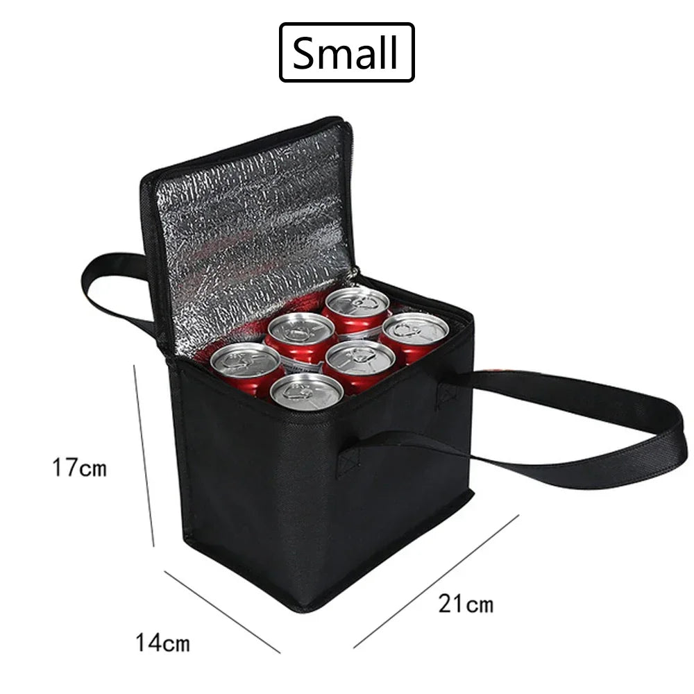 Folding Insulated Lunch Bag - Small Black