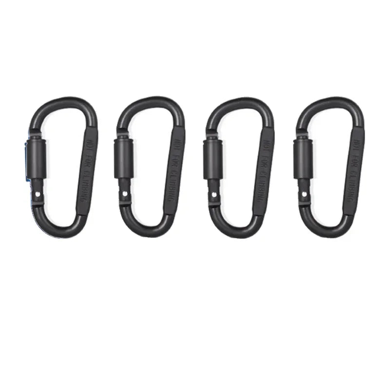 Screw Lock Aluminum Carabiners - Black / 4pcs