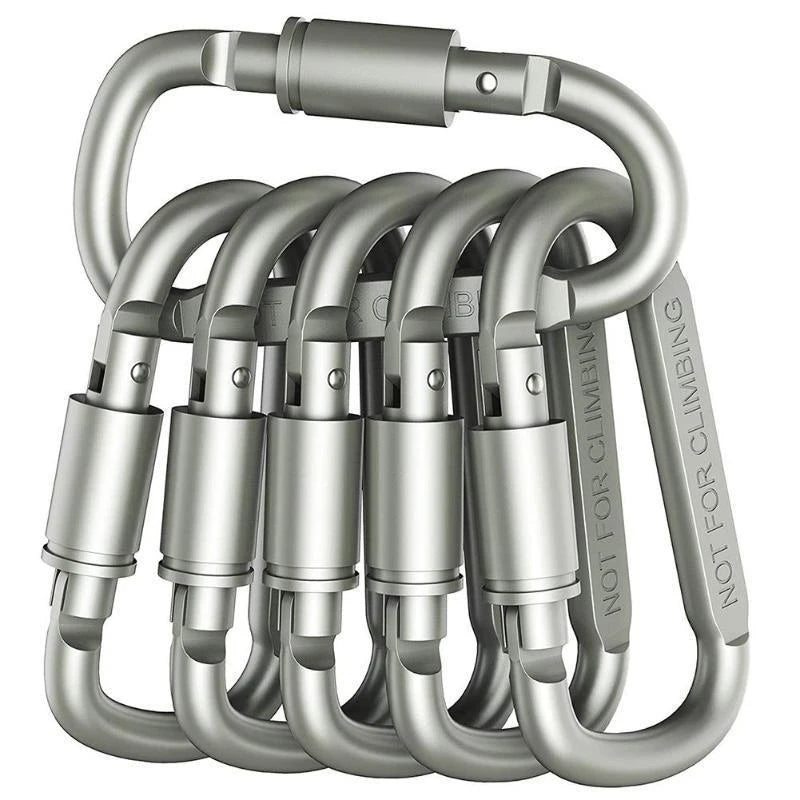 Screw Lock Aluminum Carabiners - Gray / 6pcs