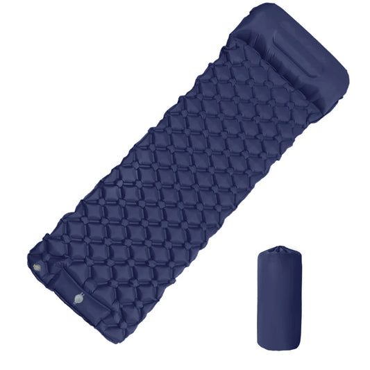 Inflatable Sleeping Pad with Pillow - Navy Blue