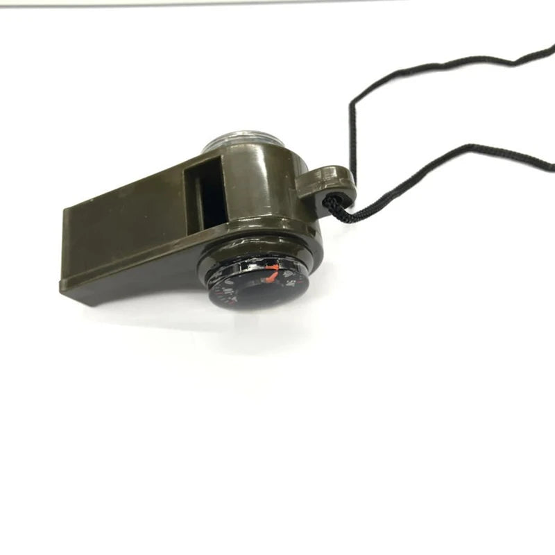 Emergency Whistle with Compass and Thermometer - in use