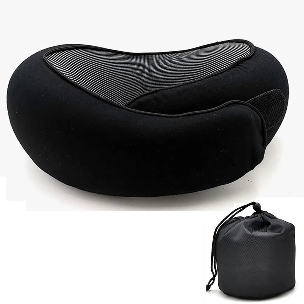 Memory Foam Neck Pillow - Black