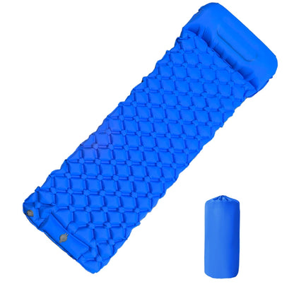 Inflatable Sleeping Pad with Pillow - Blue