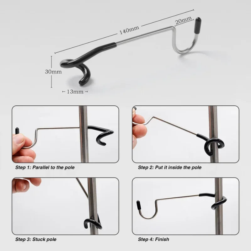 Tent Pole Lantern Hooks - in use