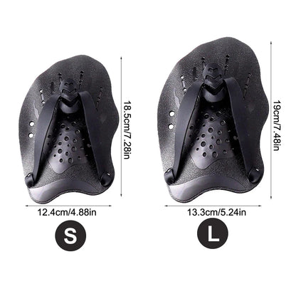 Swim Hand Paddles - sizes S and L with measurements