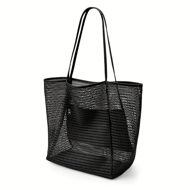 Mesh Beach Tote Bag - Black