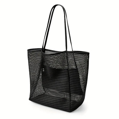 Mesh Beach Tote Bag - Black