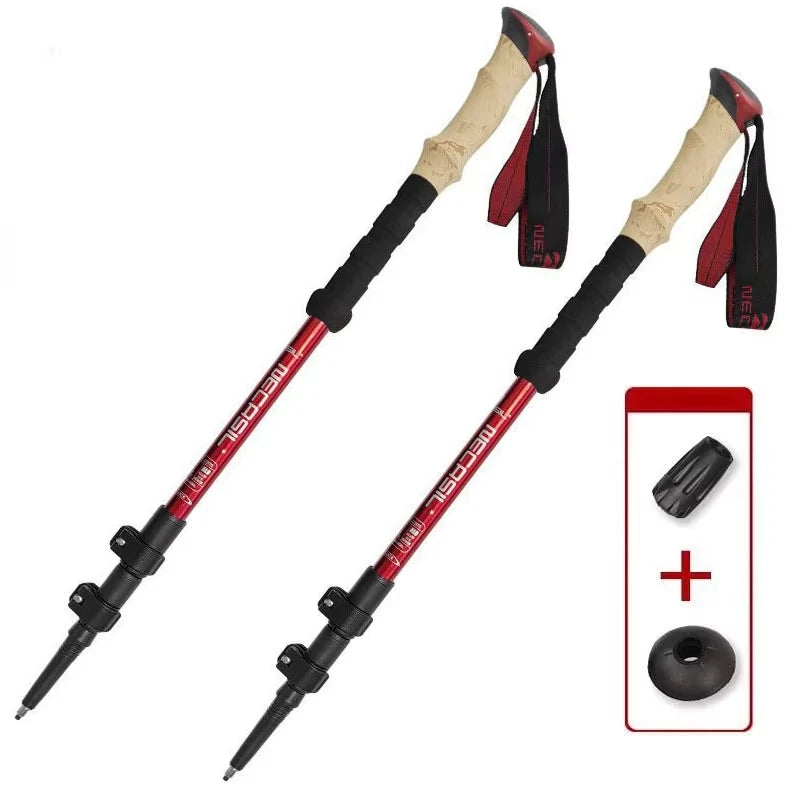 Telescopic Trekking Poles - Red