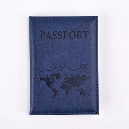 World Map Passport Cover - Navy Blue