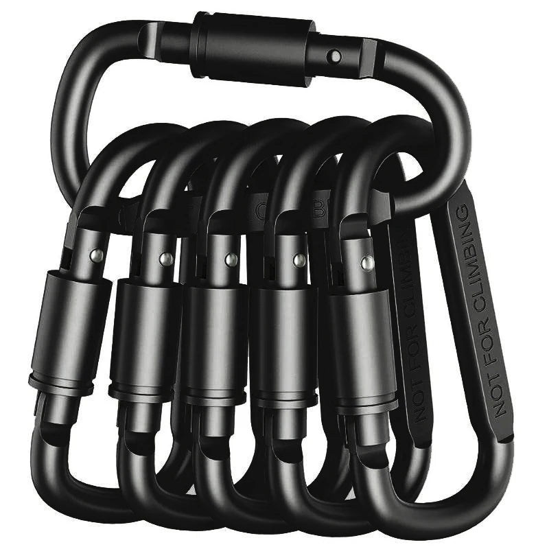 Screw Lock Aluminum Carabiners - Black / 6pcs