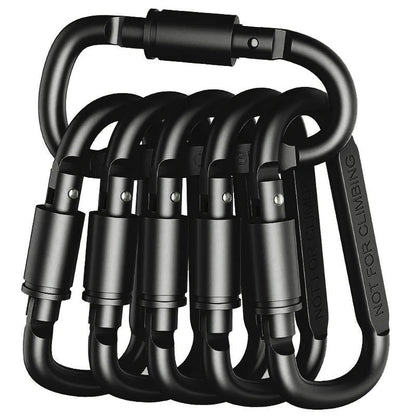 Screw Lock Aluminum Carabiners - Black / 6pcs