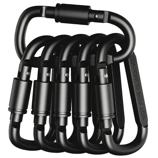 Screw Lock Aluminum Carabiners - Black / 6pcs