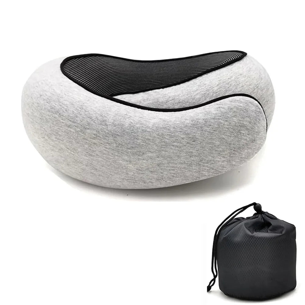 Memory Foam Neck Pillow - Light Gray