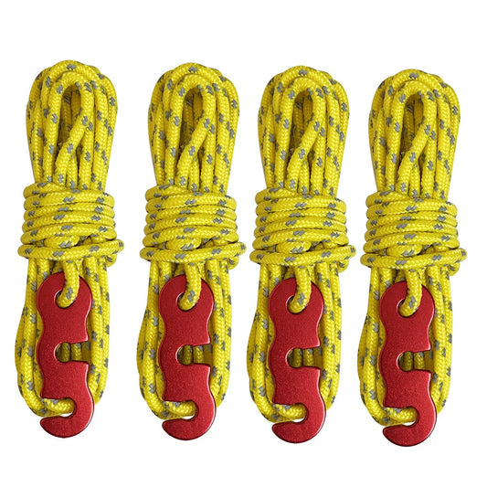 Reflective Tent Guy Lines - Yellow 4pcs