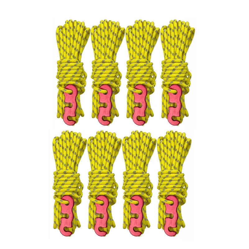 Reflective Tent Guy Lines - Yellow 8pcs