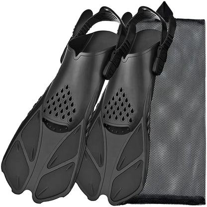 Open Heel Snorkel Fins - All Black / S/M