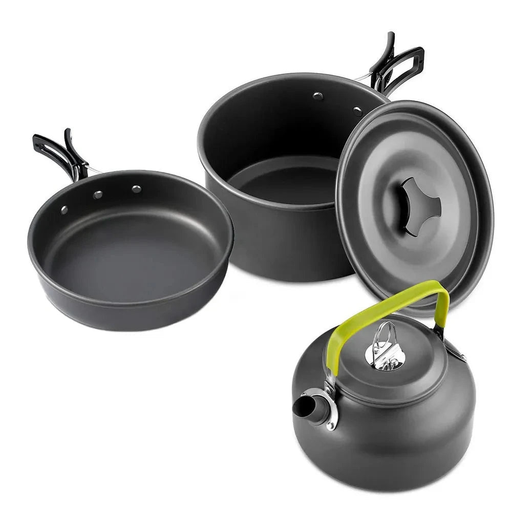 Camping Cookware Set with Kettle - Black / Cookware Only