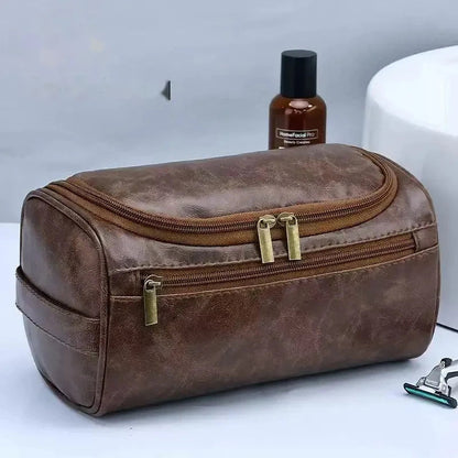 Hanging PU Toiletry Bag - Coffee