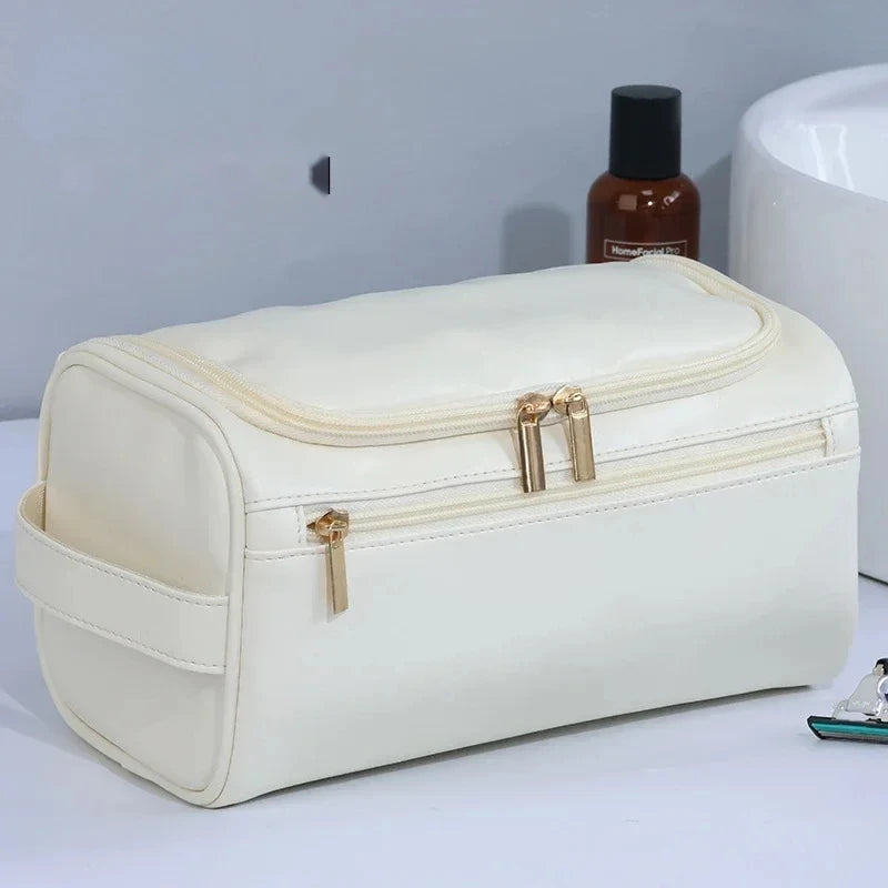 Hanging PU Toiletry Bag - Beige