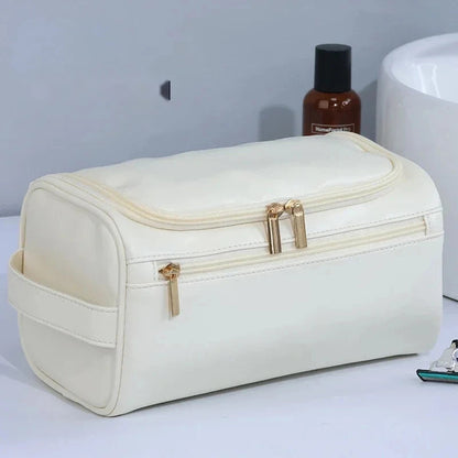 Hanging PU Toiletry Bag - Beige