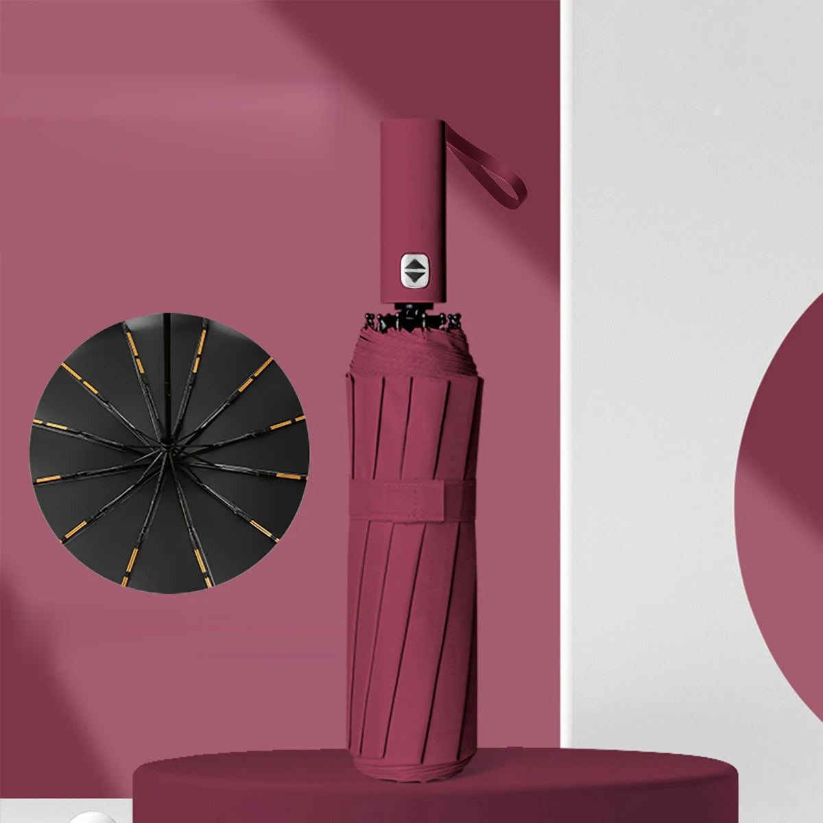 Automatic Compact Umbrella - Burgundy