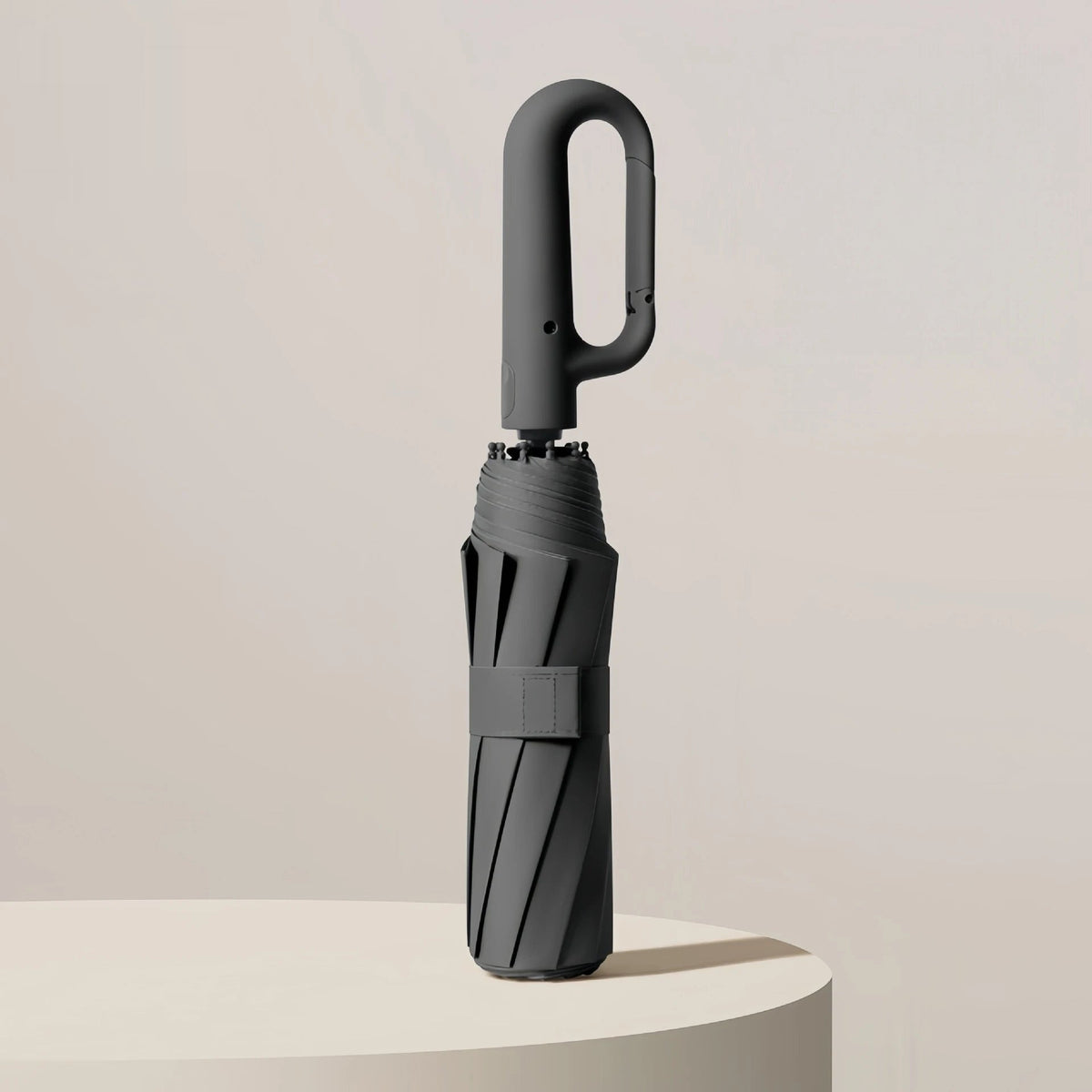 Ring Handle Automatic Umbrella - Black