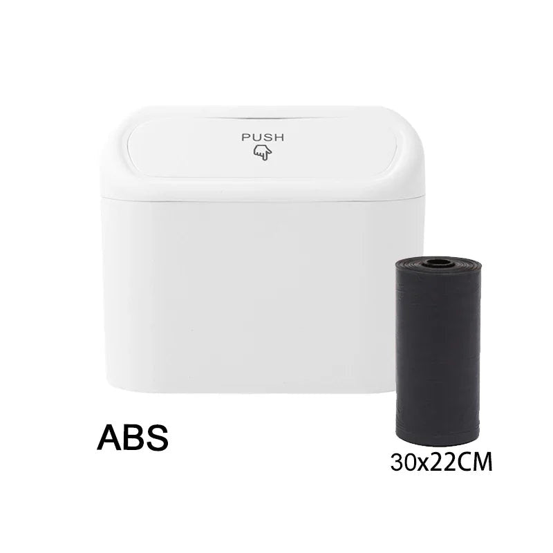 Car Trash Can with Lid - White