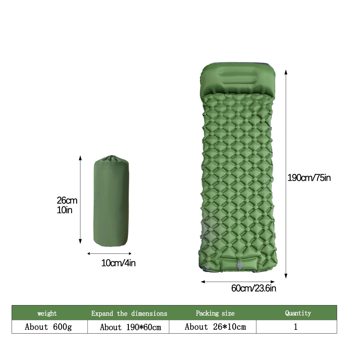 Inflatable Sleeping Pad with Pillow