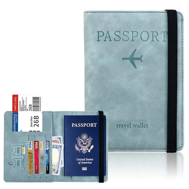 Elastic Band Passport Holder - Sky Blue