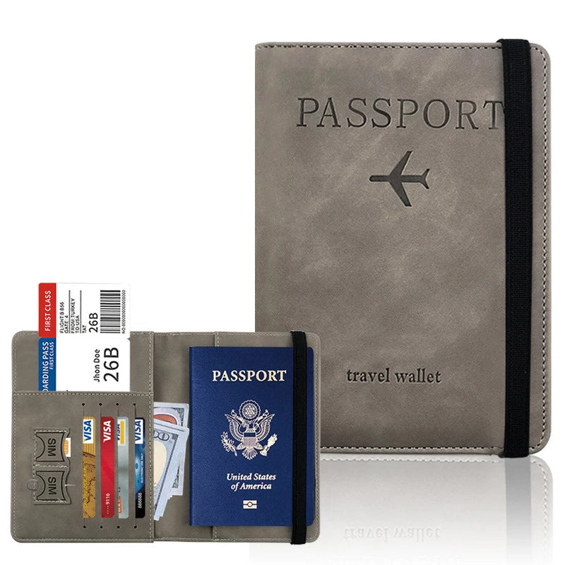 Elastic Band Passport Holder - Gray