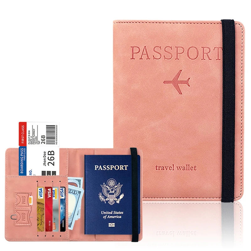 Elastic Band Passport Holder - Pink