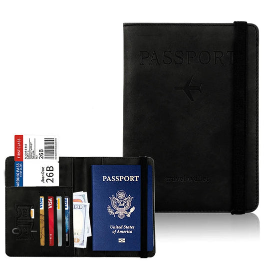 Elastic Band Passport Holder - Black